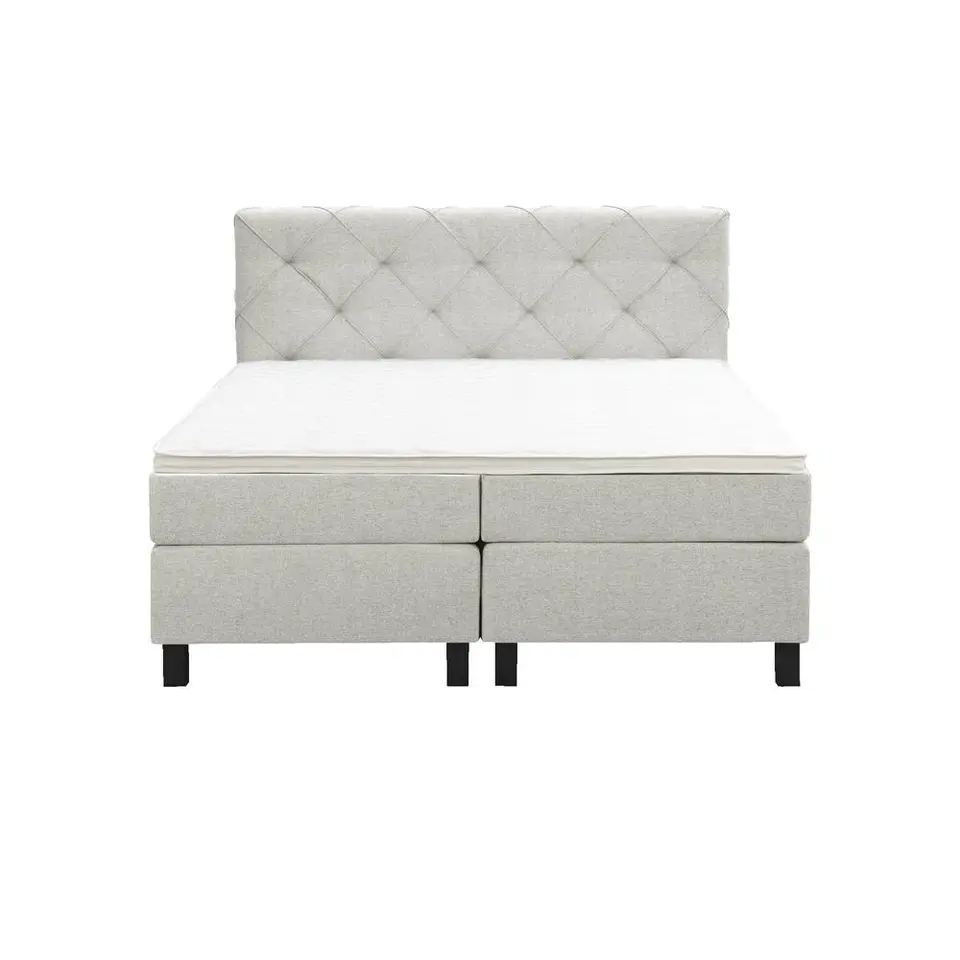 Boxspring Liv geruit - ecru - 160x200 cm - vierkante poot