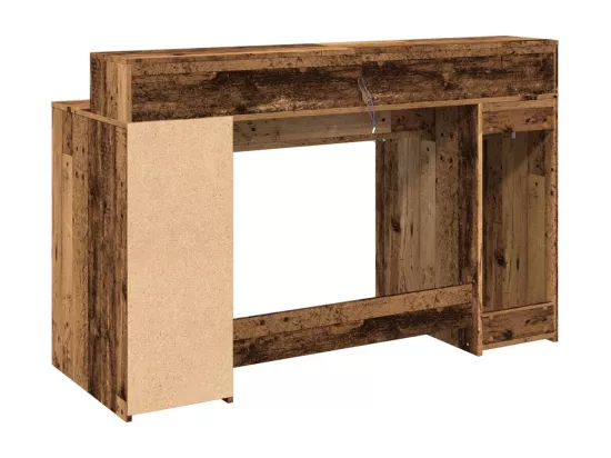 Bureau avec lumières LED vieux bois bois d'ingénierie