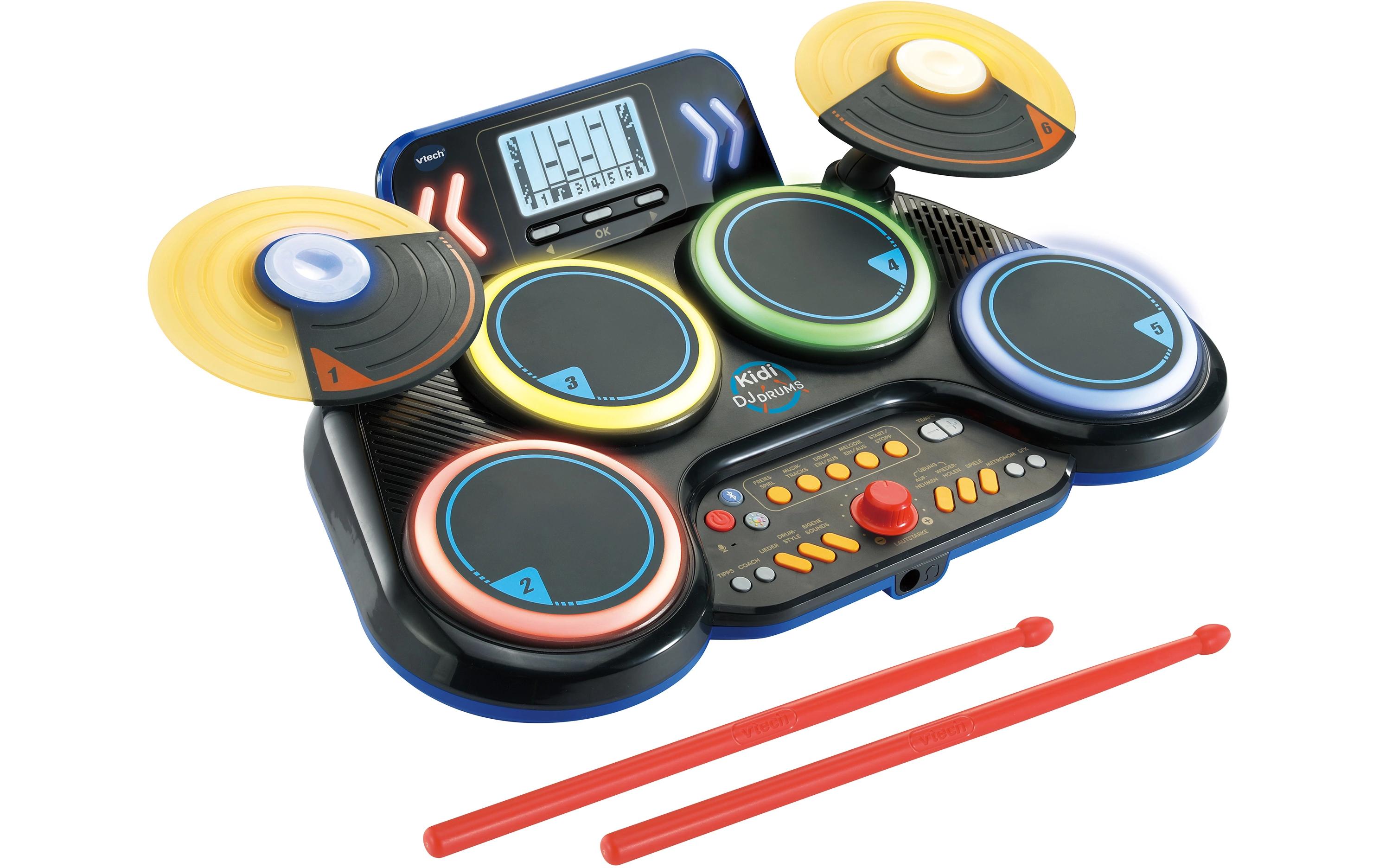 Musikspielzeug Kidi DJ Drums -DE-Elektronisches Schlagzeug mit coolen Leuchteffekten und realistischen Schlagzeuggeräuschen
