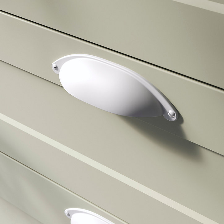 Lot 6 poignées de meuble demi-ronde GoodHome Govlin mat blanc l.81mm x l.30mm x H. 30mm entraxe 64mm