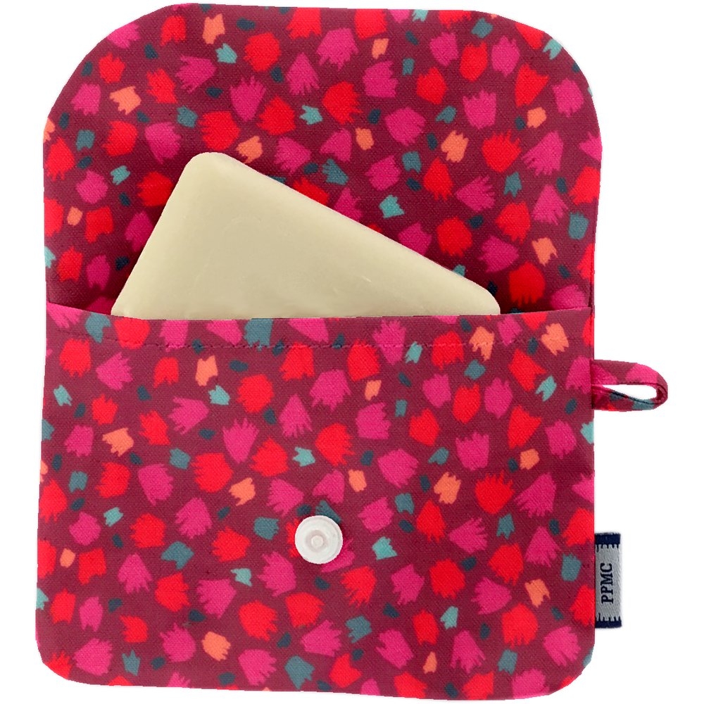 Pochette Savon Pompons Cerise