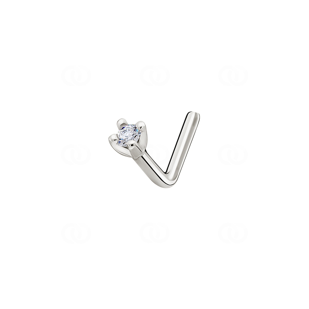 Nasenpiercing Winkel 750/18 K Weissgold mit Diamant 0.01ct.