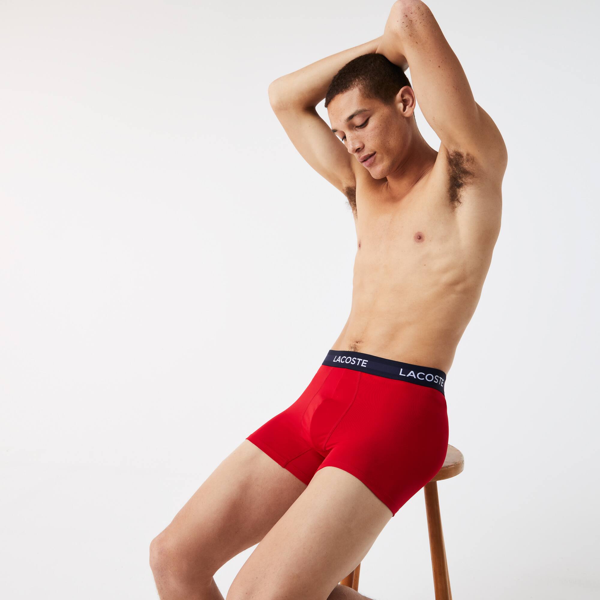 Lot de 3 boxers unis en microfibre Sous-Vêtements - Bleu - Lacoste - Homme