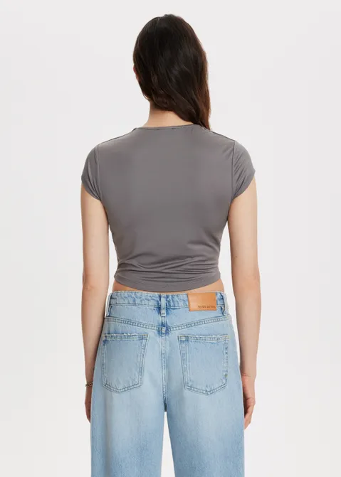 T-shirt met cropped model grijs (GRS.M)