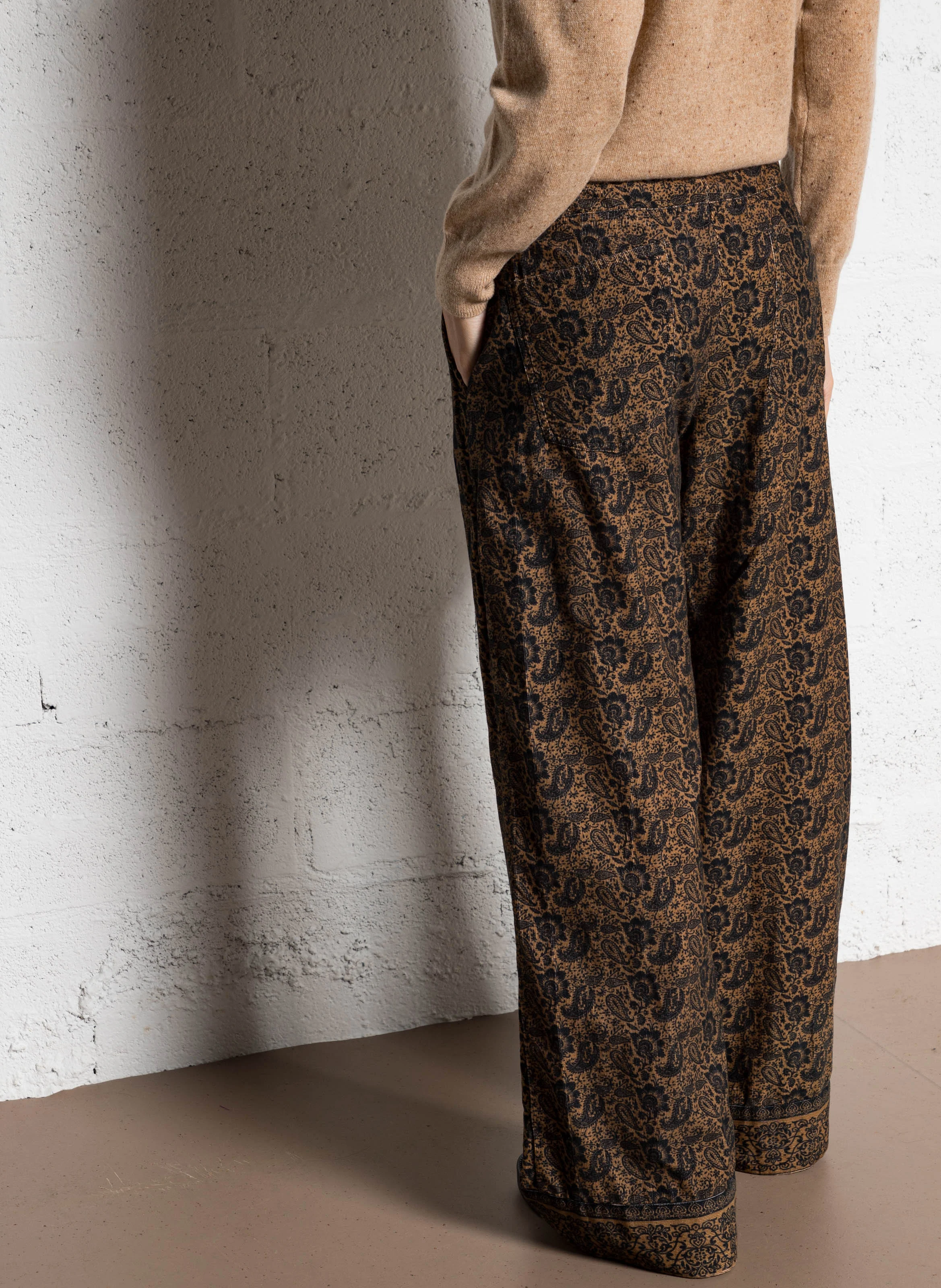 PEPE - Pantalon large imprimé en coton | Noir
