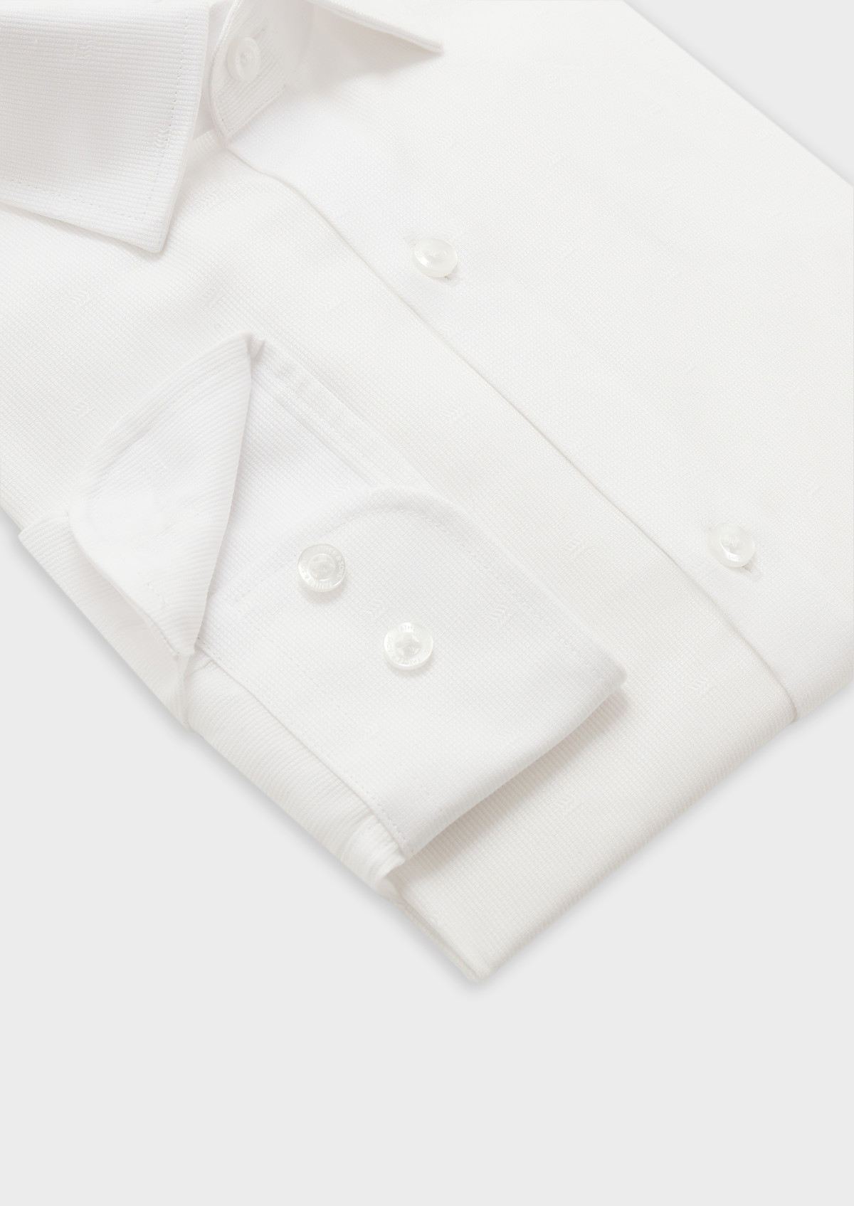 Chemise habillée Slim en coton façonné uni blanc