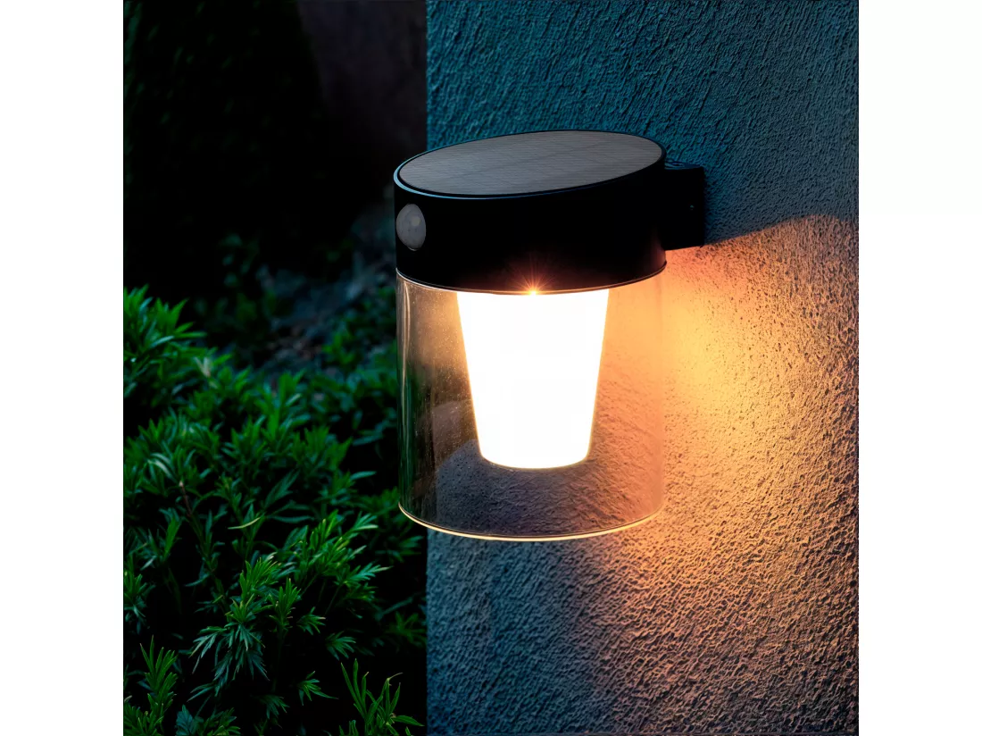 Applique Murale Extérieure Solaire LED 1,5W Aluminium avec Détecteur de Mouvement Efren Noir