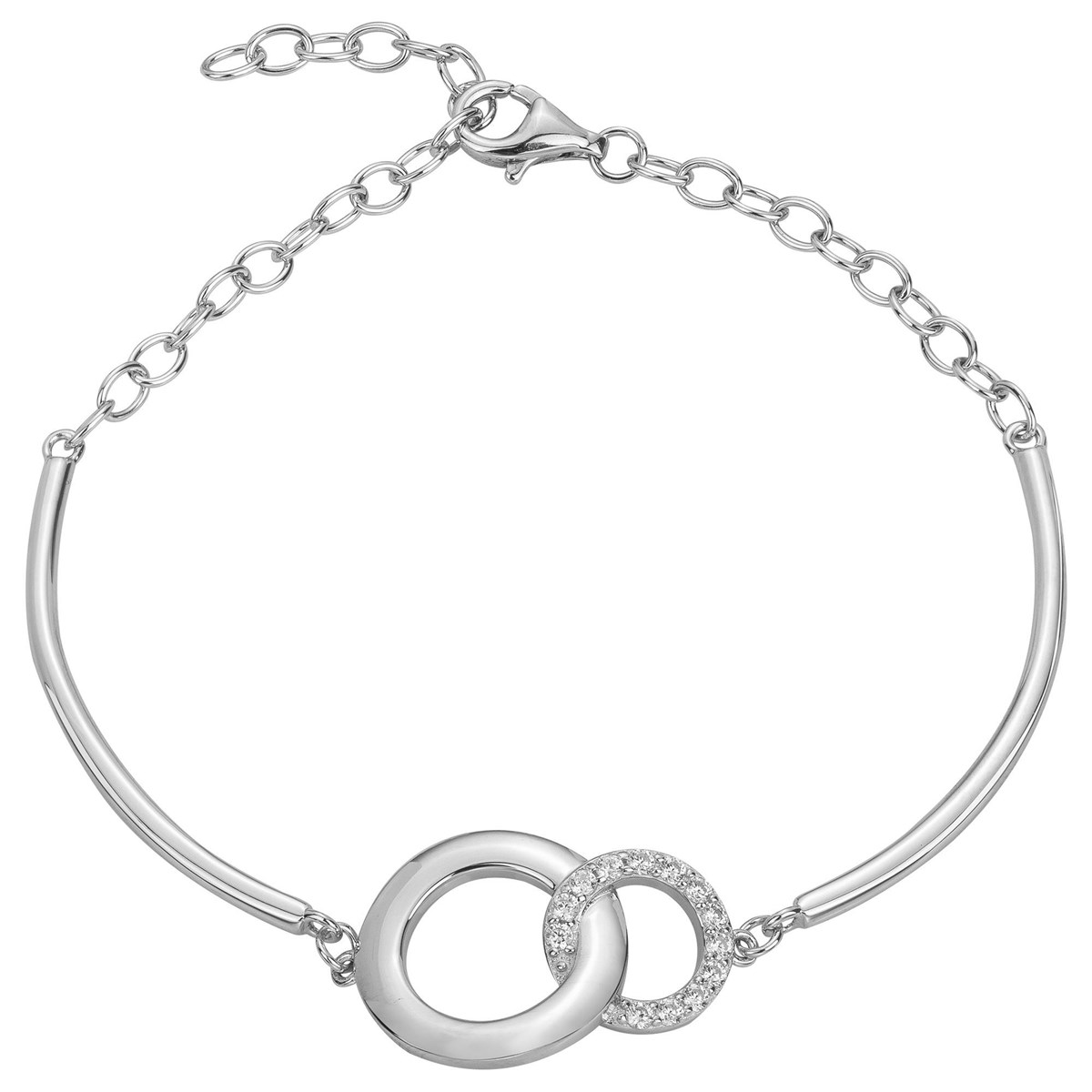 Bracelet semi-rigide en Argent avec oxyde de zirconium blanc