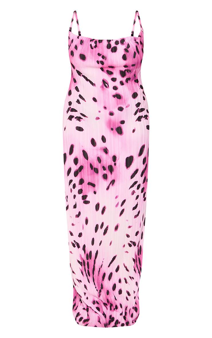 Violet Robe Longue Grande Taille À Col Bénitier Plissée Imprimé Animal