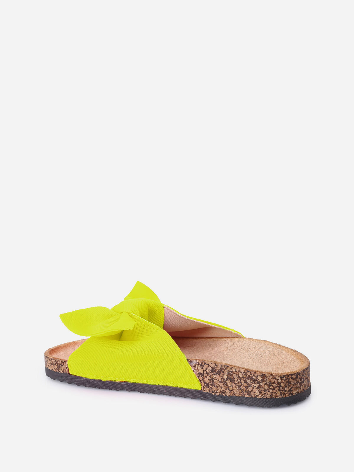 Mules fluo en tissu et noeud- Jaune