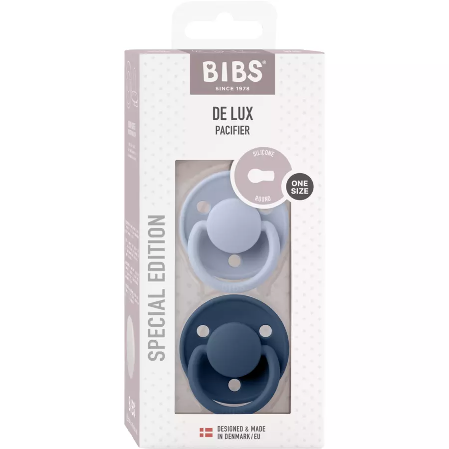 BIBS® Schnuller De Lux Dusty Blue & Steel Blue 0-36 Monate, 2 Stk.