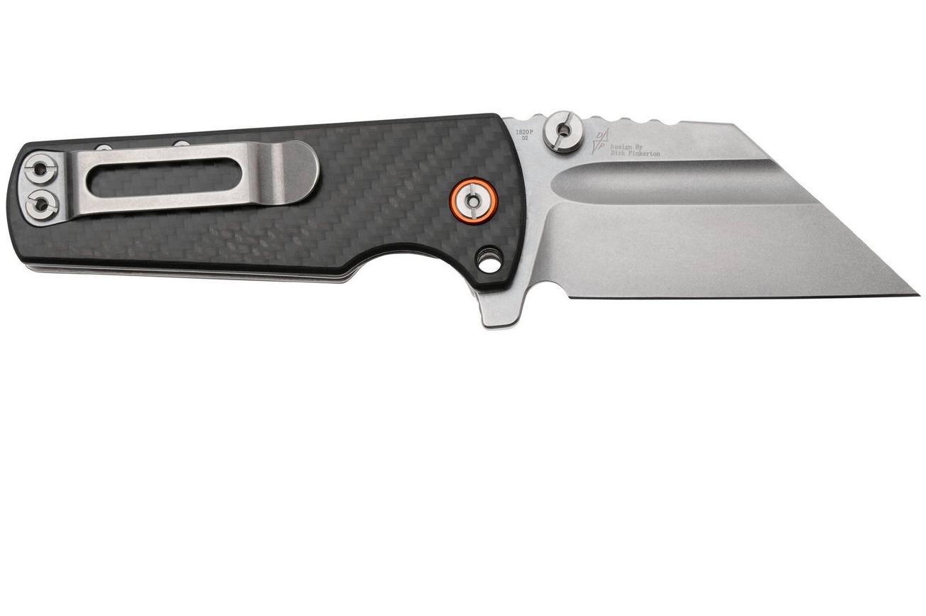 Artisan Cutlery Proponent 1820P-CF, Stonewashed D2, Black Carbon Fiber zakmes, Dirk Pinkerton design