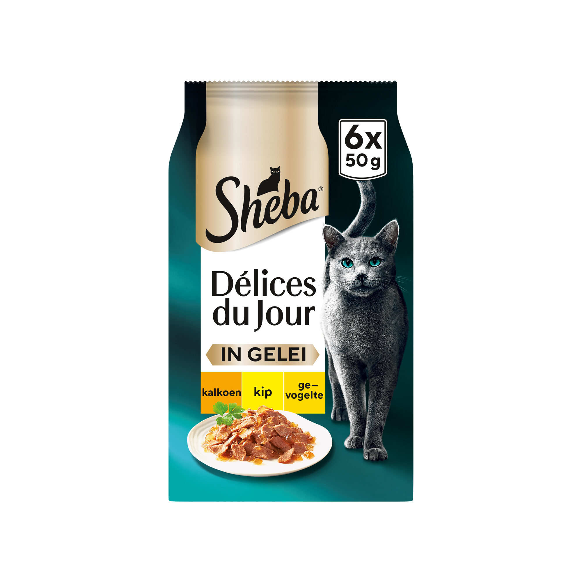Sheba Délices du Jour in Gelei - Kalkoen, Kip en Gevogelte