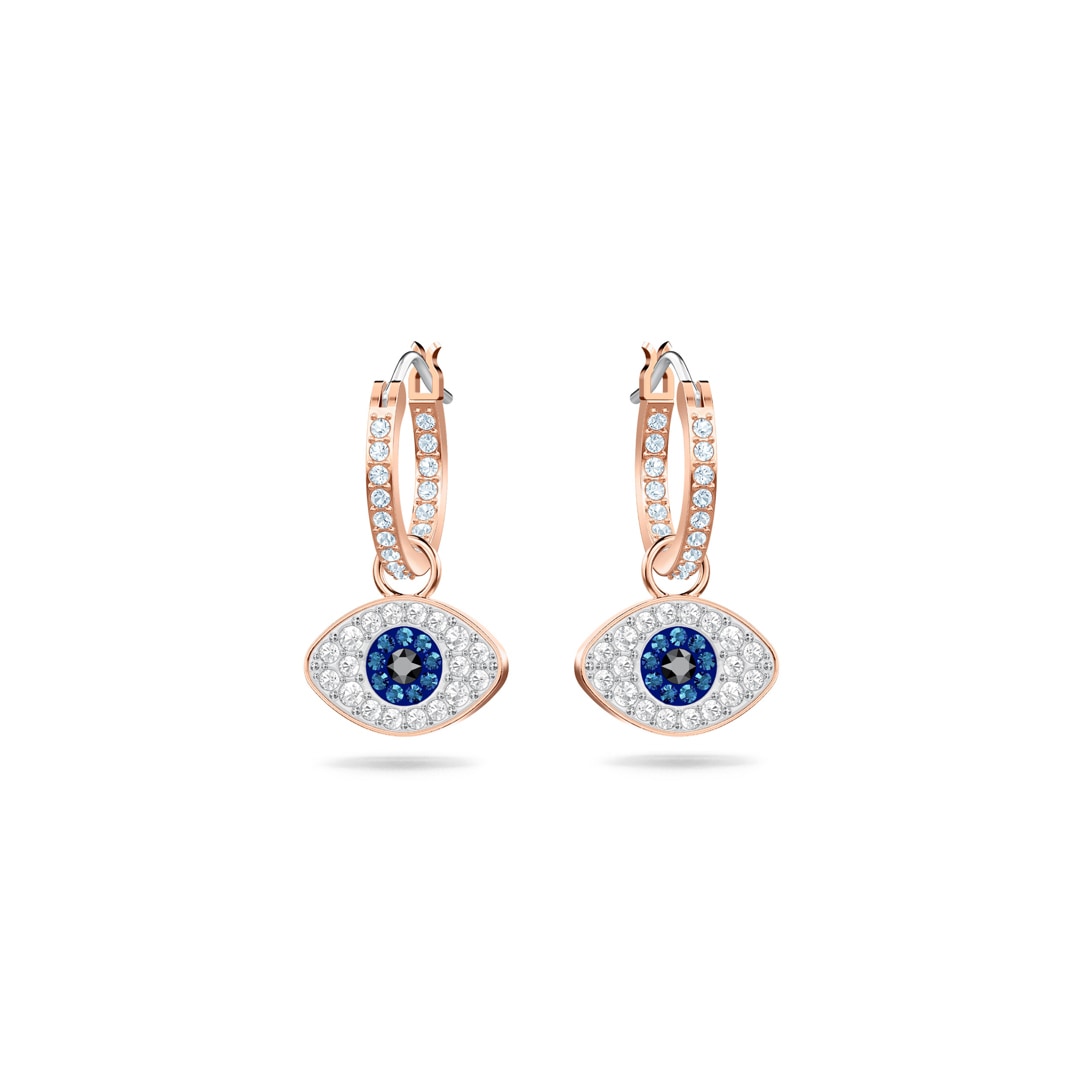 Swarovski Symbolic Evil Eye Kreolen, blau, rosé vergoldet