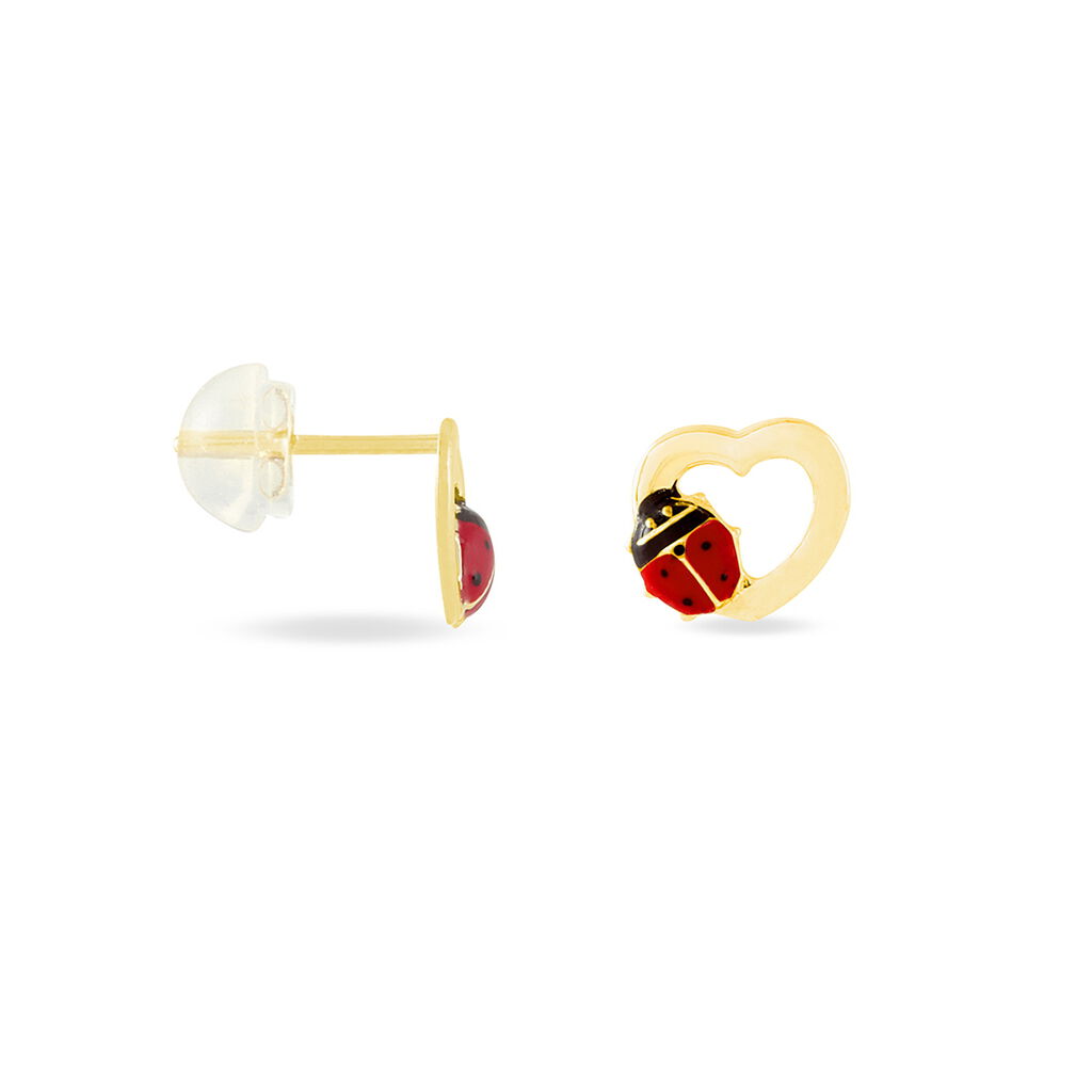 Boucles D'oreilles Puces Or Jaune Syringa Smalto