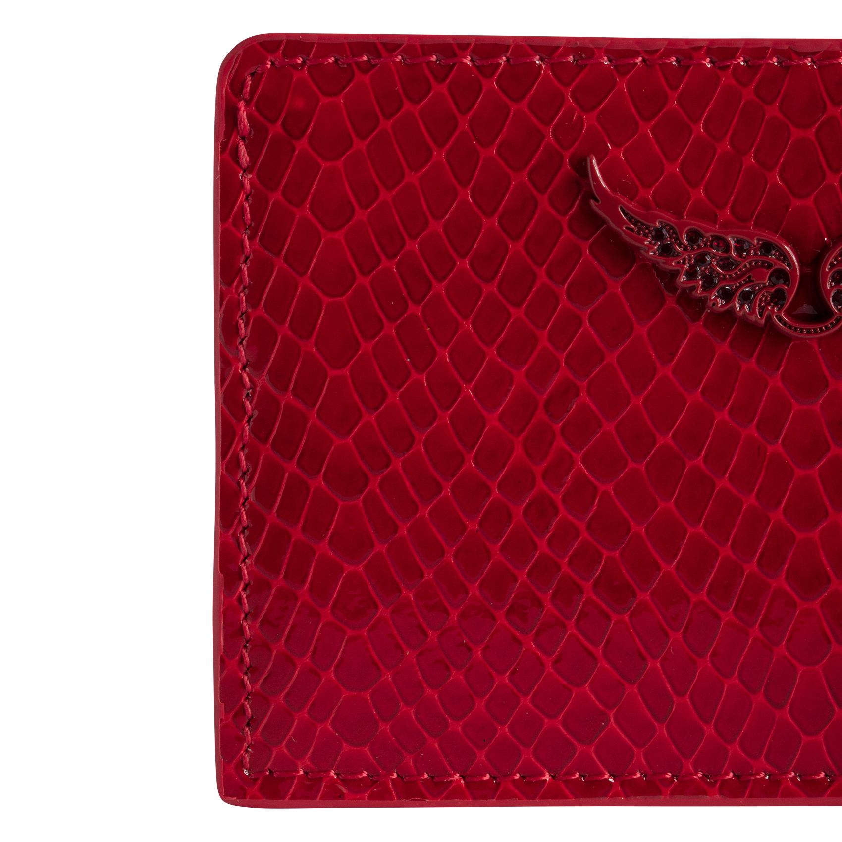 ZV PASS - Porte-cartes embossé python en cuir | Rouge