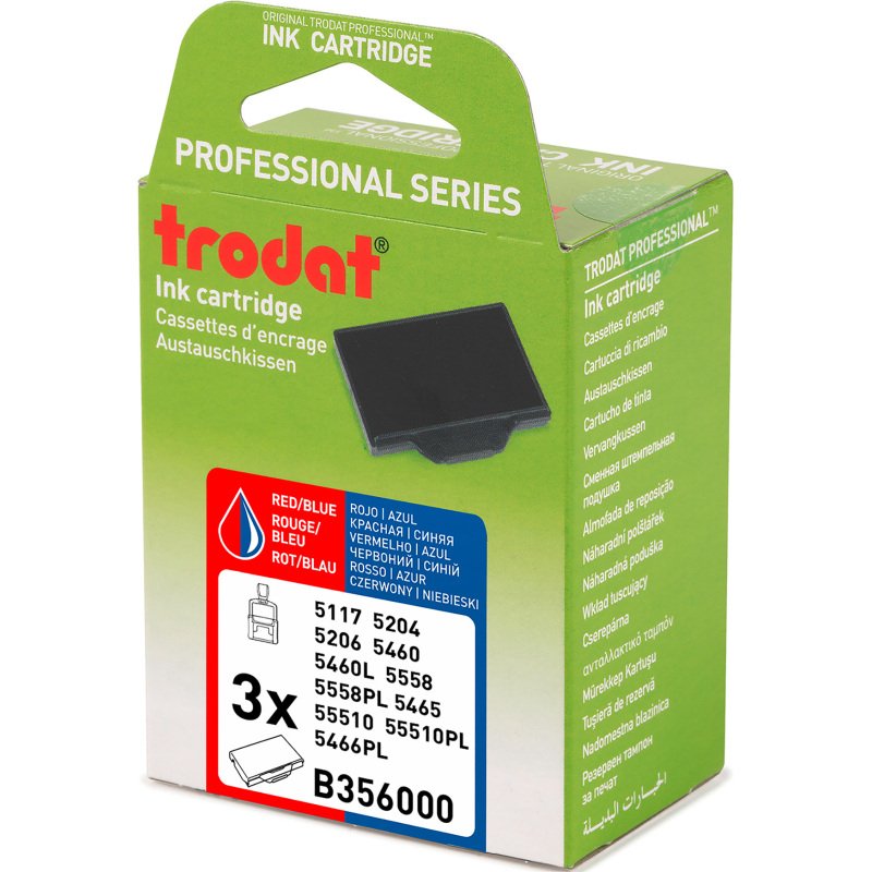 Cassette d'encrage Professional Line 6/56/2 Trodat – Lot de 3 bicolore
