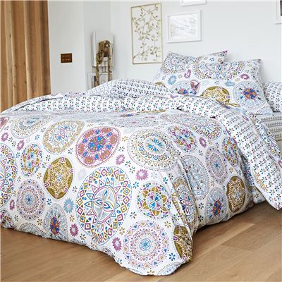 Linge de lit motif rosaces - BECQUET CRÉATION