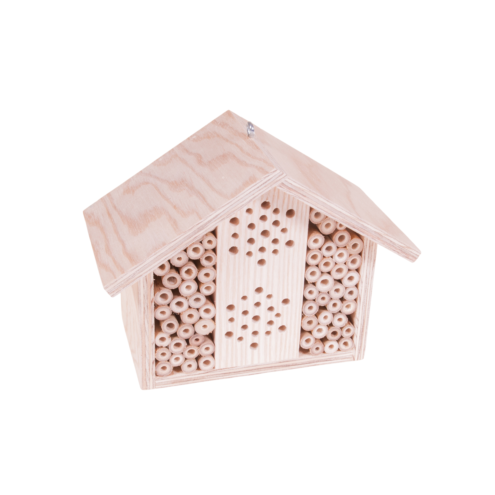 Bienenhotel klein breit Dach natur