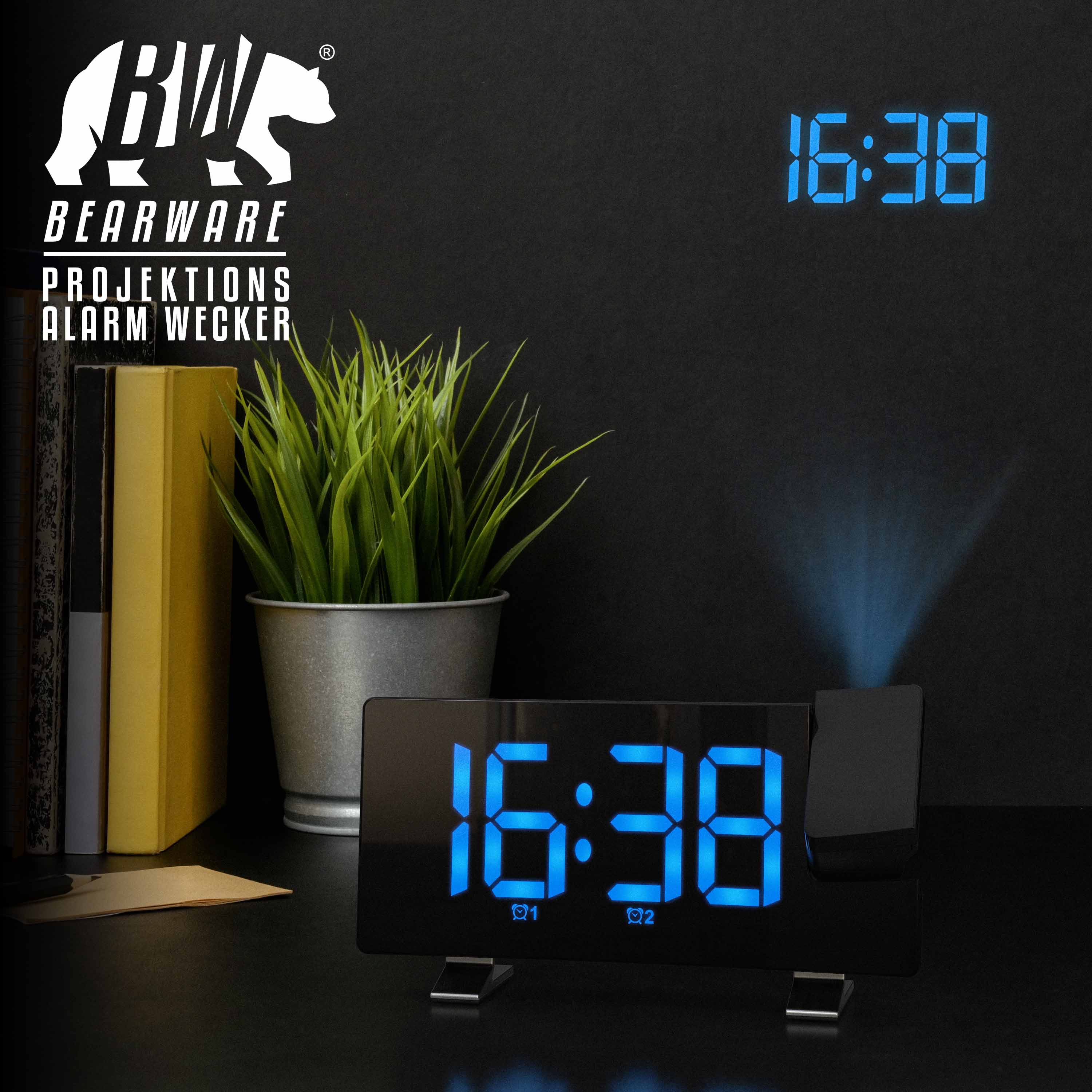 Brandson Projektionswecker, Projektions Radio Wecker digital - Dimmer - Snooze - 15 Radiospeicher