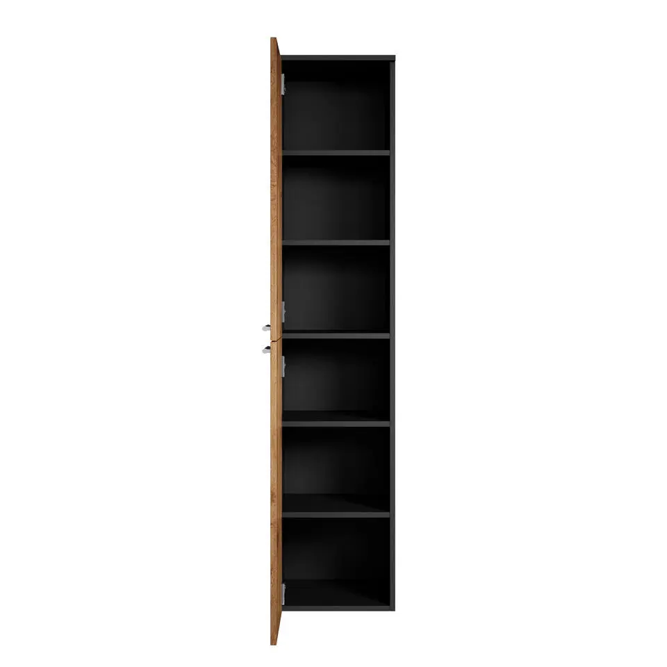 Badplaats Badkamerkast Venus 30 x 30 x 160 cm - Eiken met Zwart - Hangende