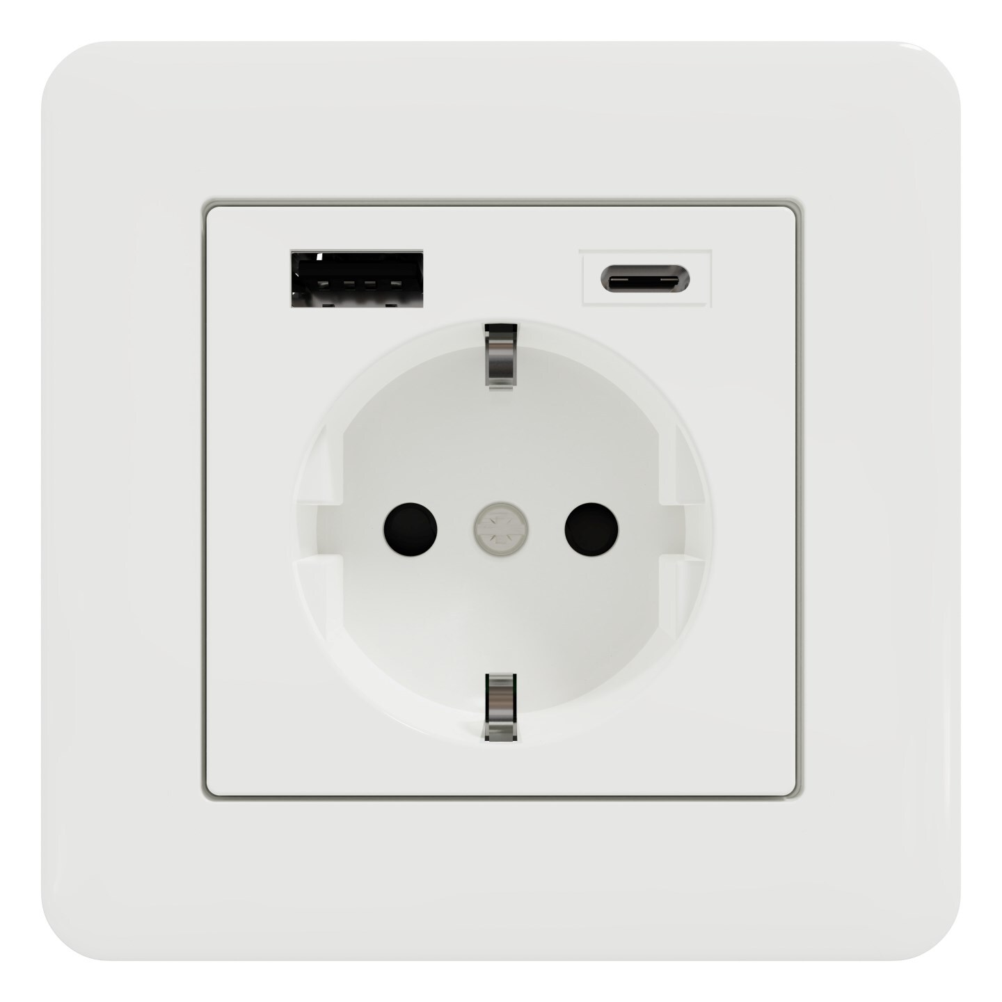 Schneider Electric Exxact Jordet vegguttak med USB-porter Hvit