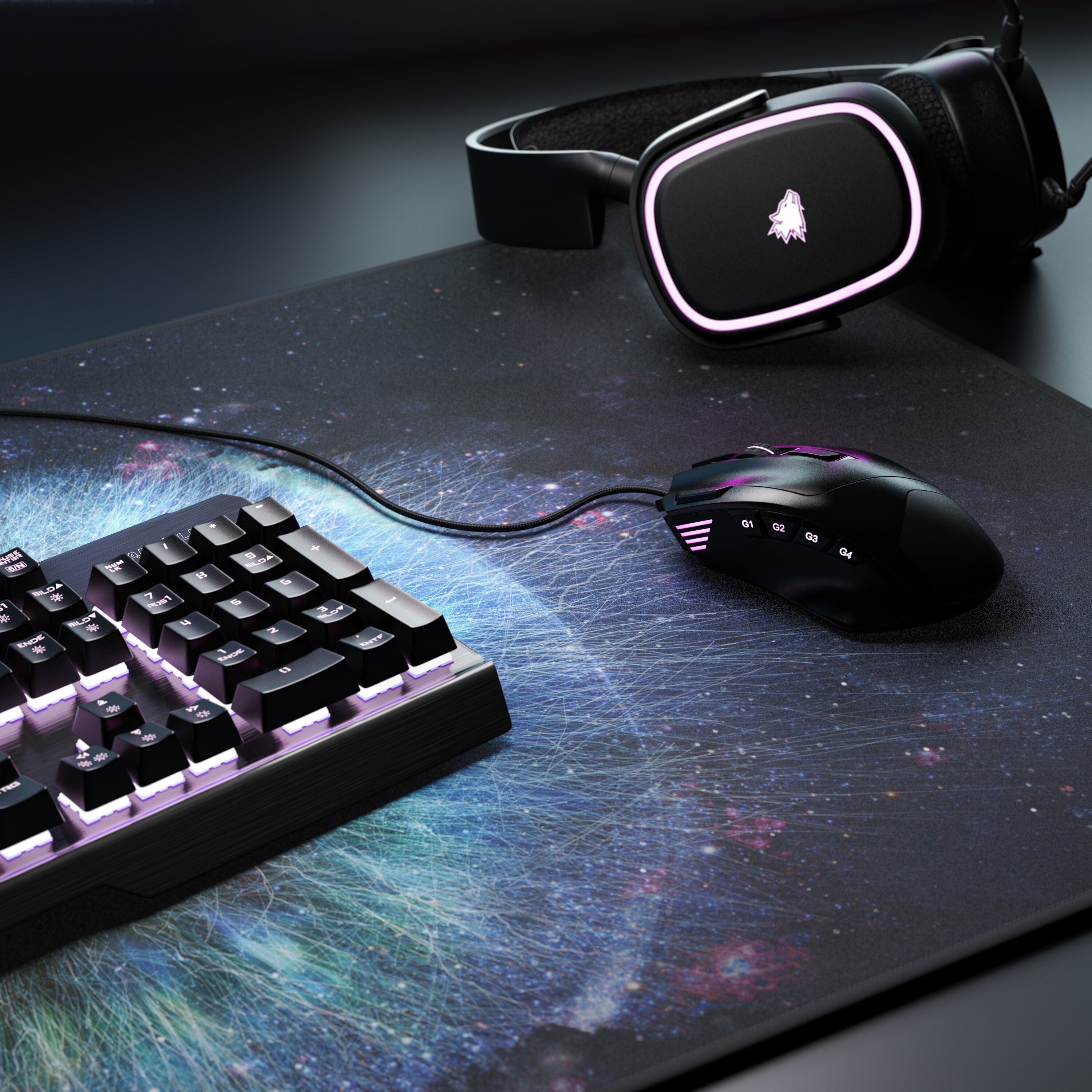 Titanwolf Gaming Mauspad, 900 x 400mm XXL Mousepad, verbessert Präzision & Geschwindigkeit, Galaxy Eye