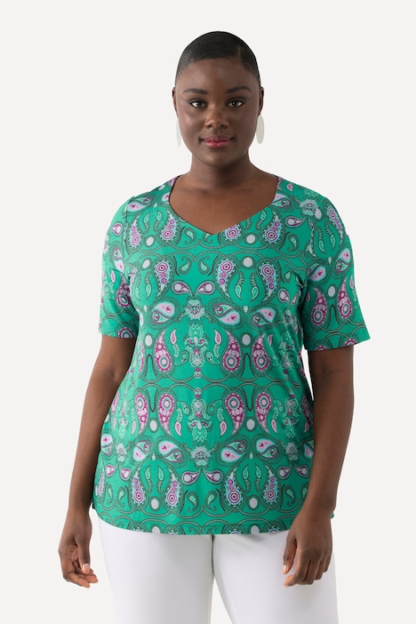 Slinkyshirt, Paisley-Design, Herzausschnitt, Halbarm