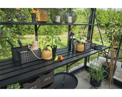 Halls aluminium tafel, geïntegreerde tafel, 426,7 x 63 cm, zwart