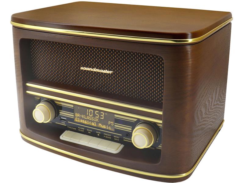 soundmaster Stereoanlage NR961 Braun Nostalgie Stereo DAB /UKW Radio mit CD/MP3, USB und Bluetooth