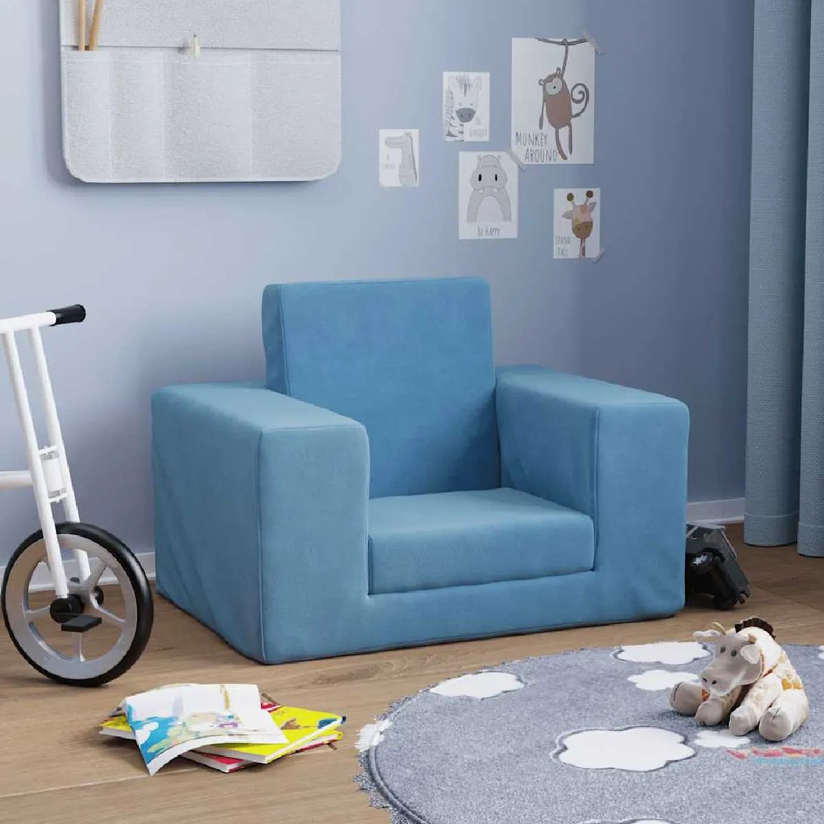 vidaXL Canapé-lit enfants - Bleu