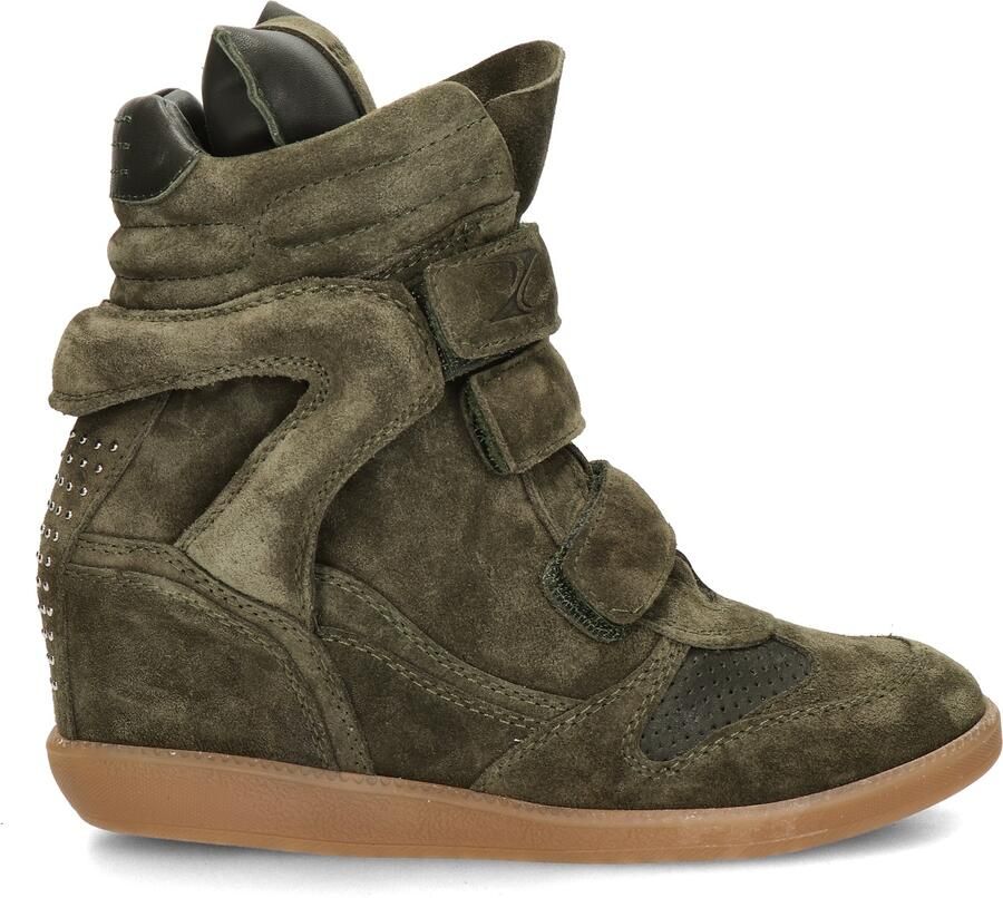 Bronx dames sneaker sleehak Jae-yy triple strap suede kaki