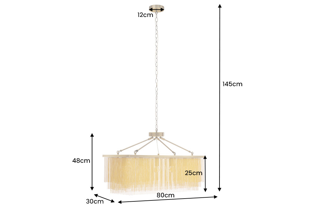 Glamouröse Hängelampe ROYAL 80cm messing gold Metall Ketten-Design Hängeleuchte