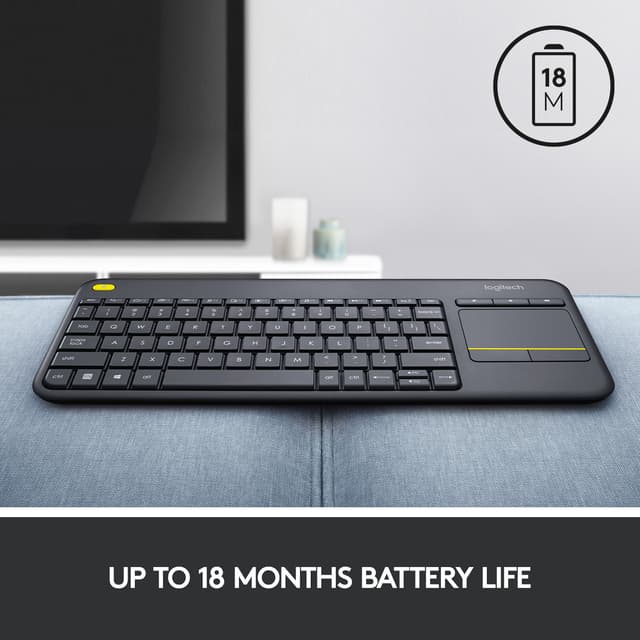 Logitech Wireless Touch tastatur K400 Plus (sort)