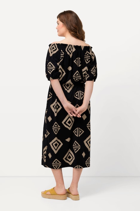 Maxikleid, Carmen-Ausschnitt, Halbarm , Biobaumwolle
