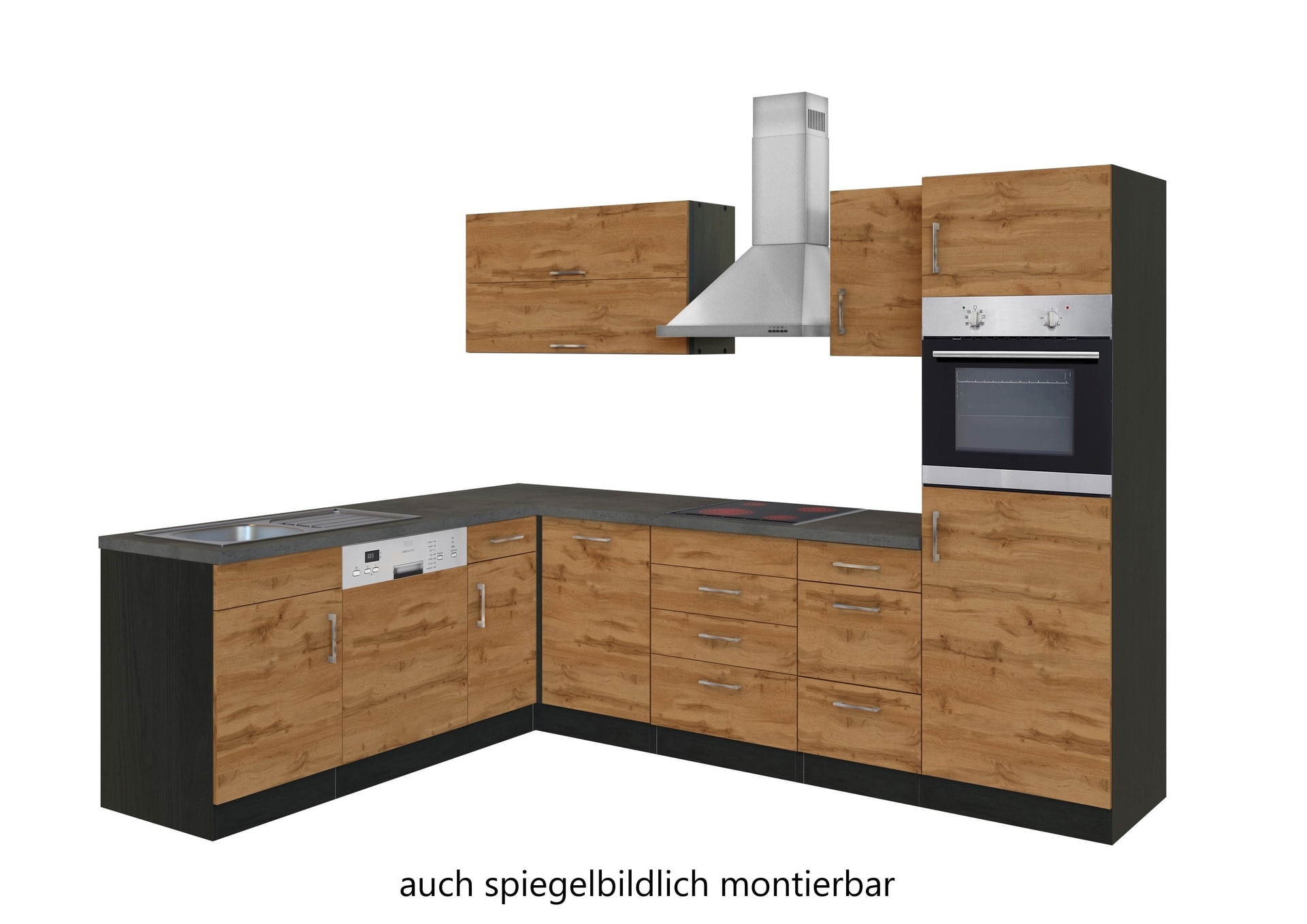 Winkelzeile ODENSE 210 x 270 cm Gaphit/ Wotan-Eiche Dekor