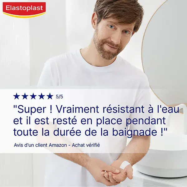 Curativos impermeáveis Elastoplast tamanho XL, pacote com 5 unidades.
