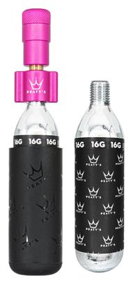 Gonfleur CO2 Peaty's Holeshot Route/Gravel Rose   2 Cartouches de CO2 (16g)