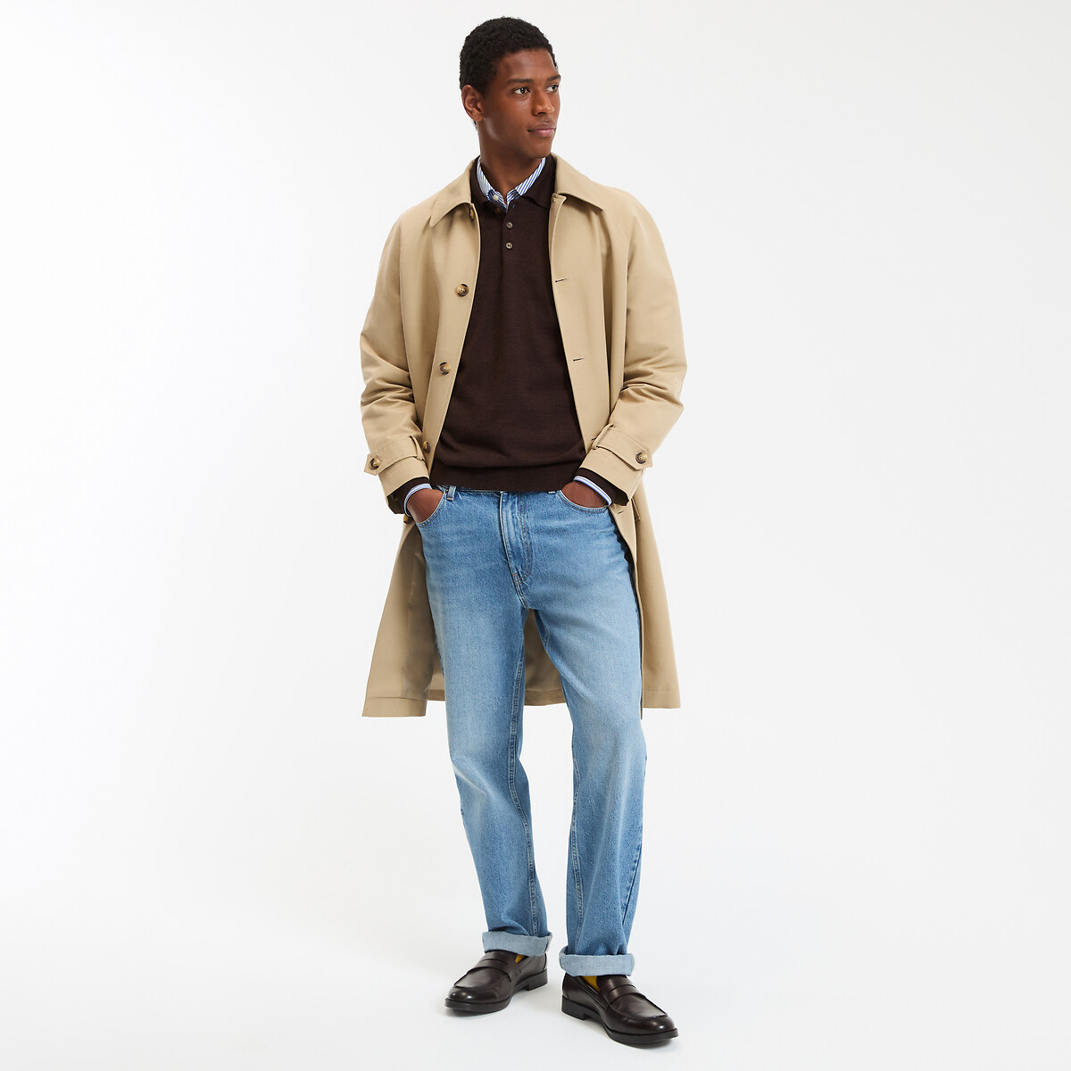 COLEÇÕES LA REDOUTE<br>Suéter de lã merino com gola polo fabricado na Europa