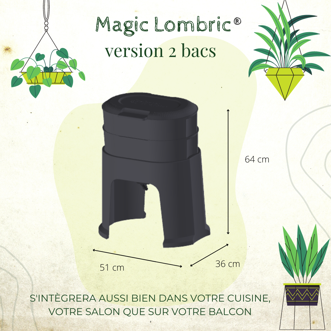 Lombricomposteur Magic Lombric avec 2 bacs à compost - 28 l