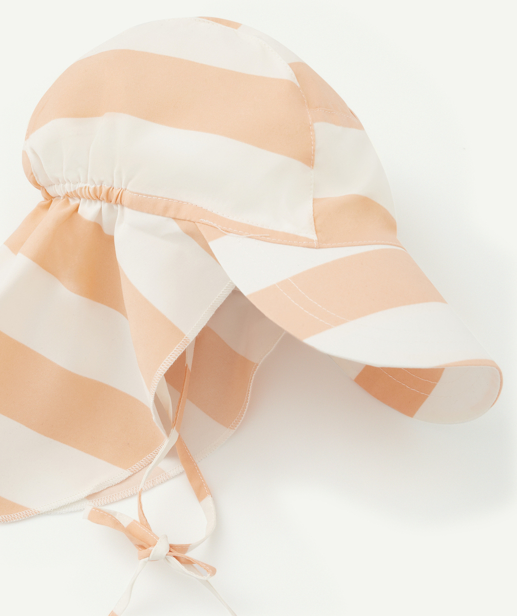 LASSIGCASQUETTE PROTÈGE NUQUE RAYÉE BLANC CASSÉ ET PÊCHE