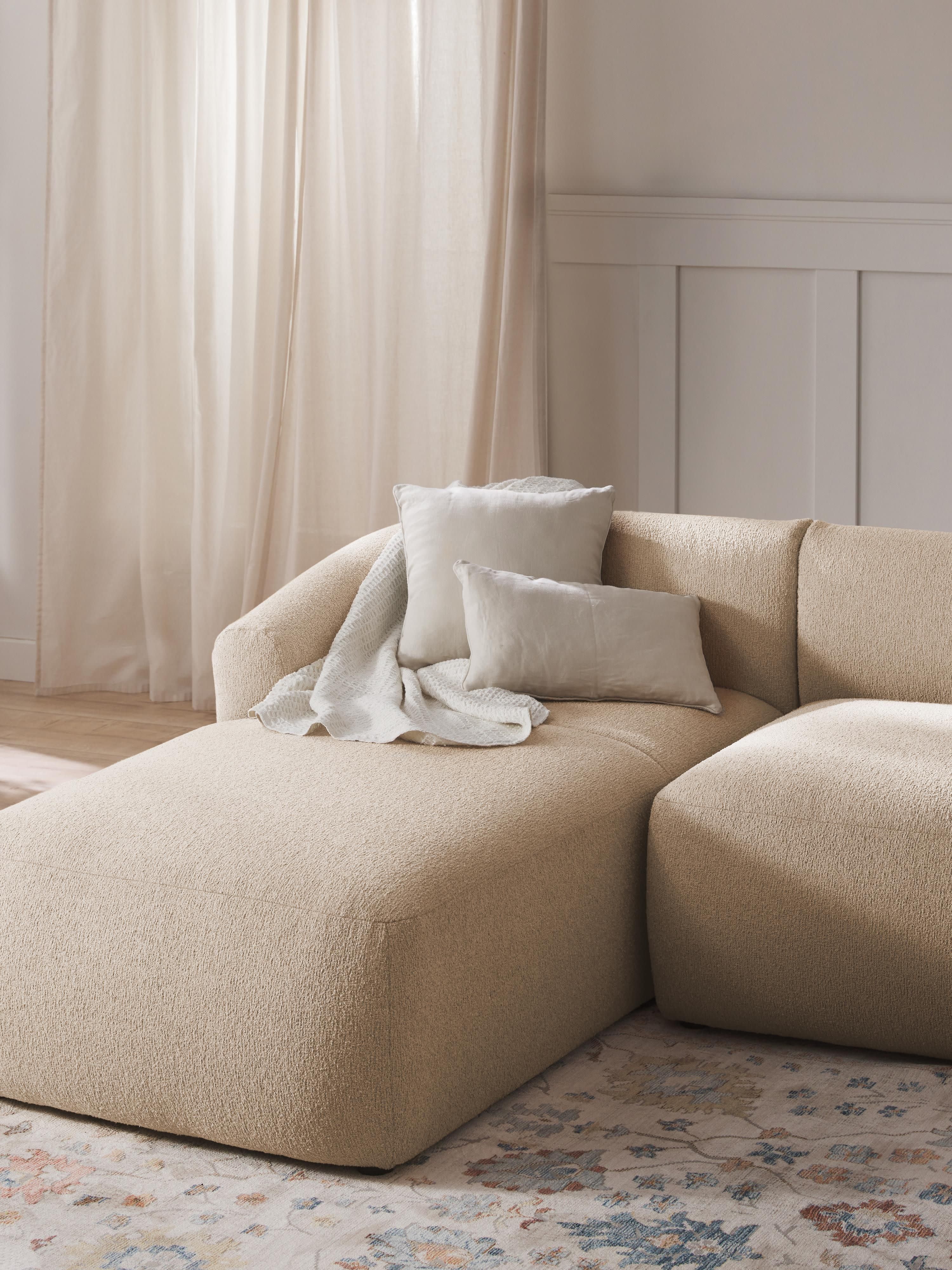 Chaise longue hoekmodule Sofia uit bouclé