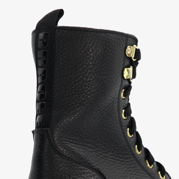Braqeez leren meisjes veterboots zwart