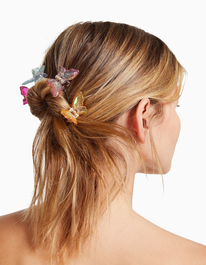 Conjunto de 4 presilhas de cabelo em formato de borboleta