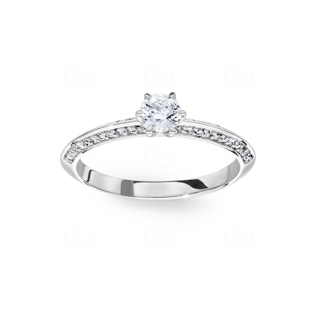 Verlobungsring 750/18 K Weissgold mit Diamanten 0.57 ct H/si