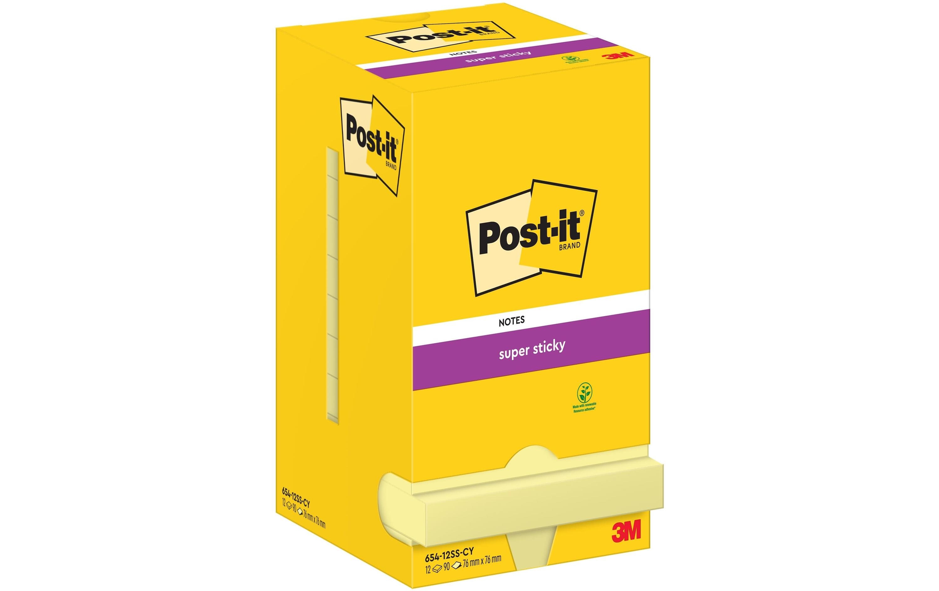 Notizzettel Super Sticky 76 x 76 mm, Gelb, 12 BlöckeStarke Haftnotizen
