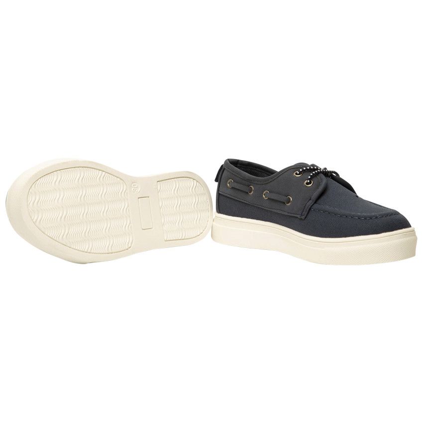Baskets basses style bateau bi-matières à lacets élastiqués pour garçon - Bleu marine