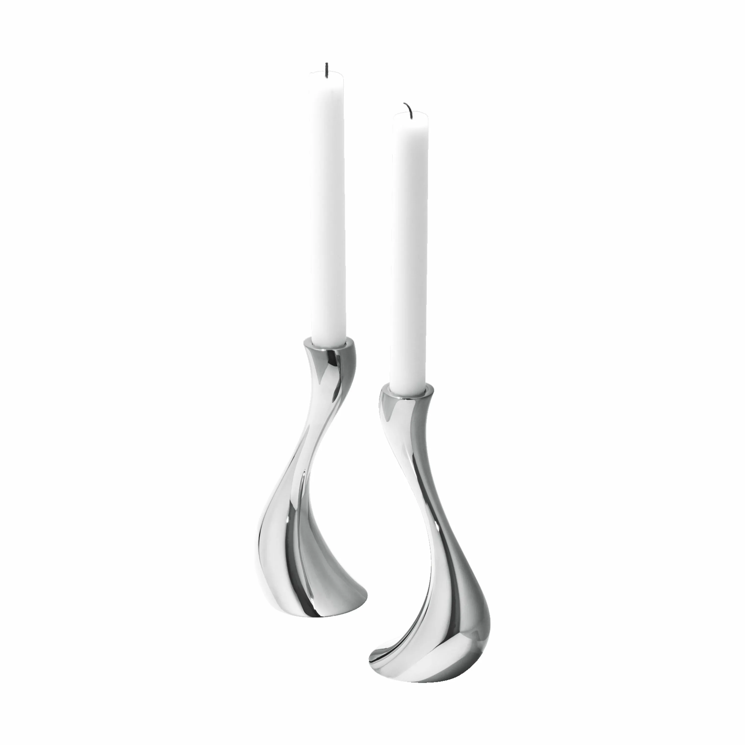 Georg Jensen Cobra Lysestagesæt m. stearinlys - 2 stk.