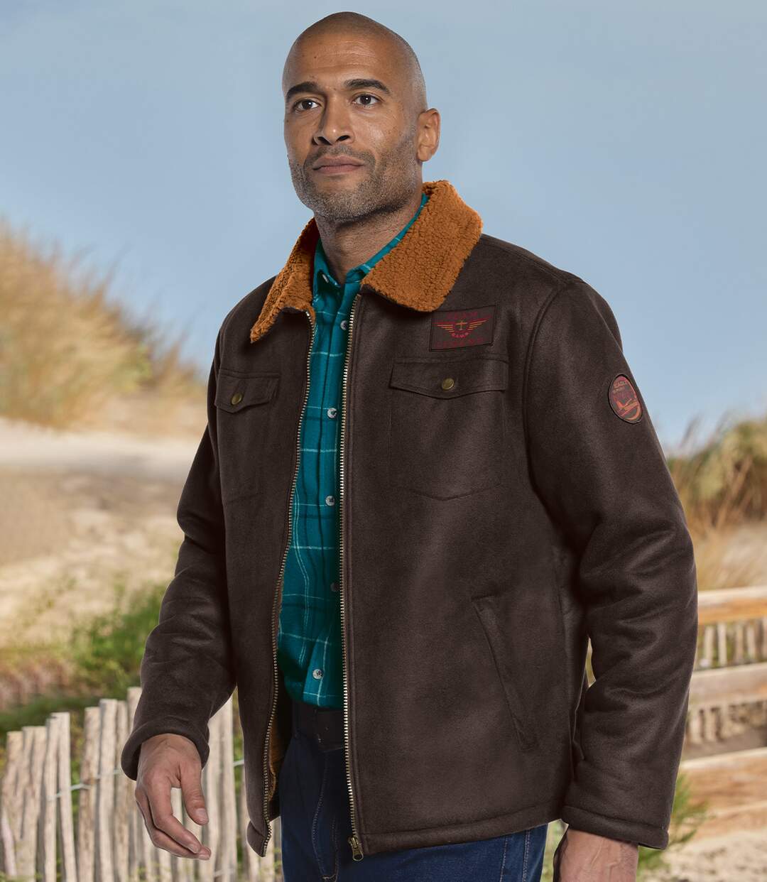 Blouson Aviateur en Suédine Fourré Sherpa