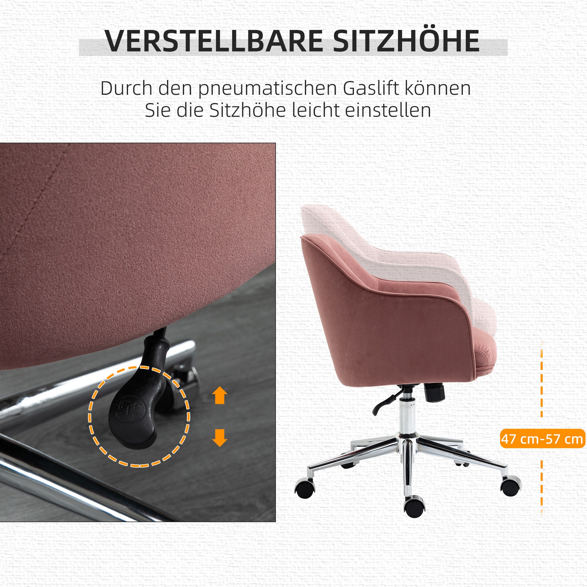 Vinsetto Bürostuhl ergonomisch geformt, high-end gaslift 61 x 59 x 80,5-90,5 cm (BxTxH)